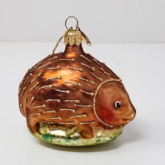 Varsovia Fine Glass Glitter Christmas Ornament Hedgehog New Condition - Picture 1 of 6